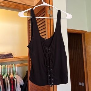 Faux lace up front tank top